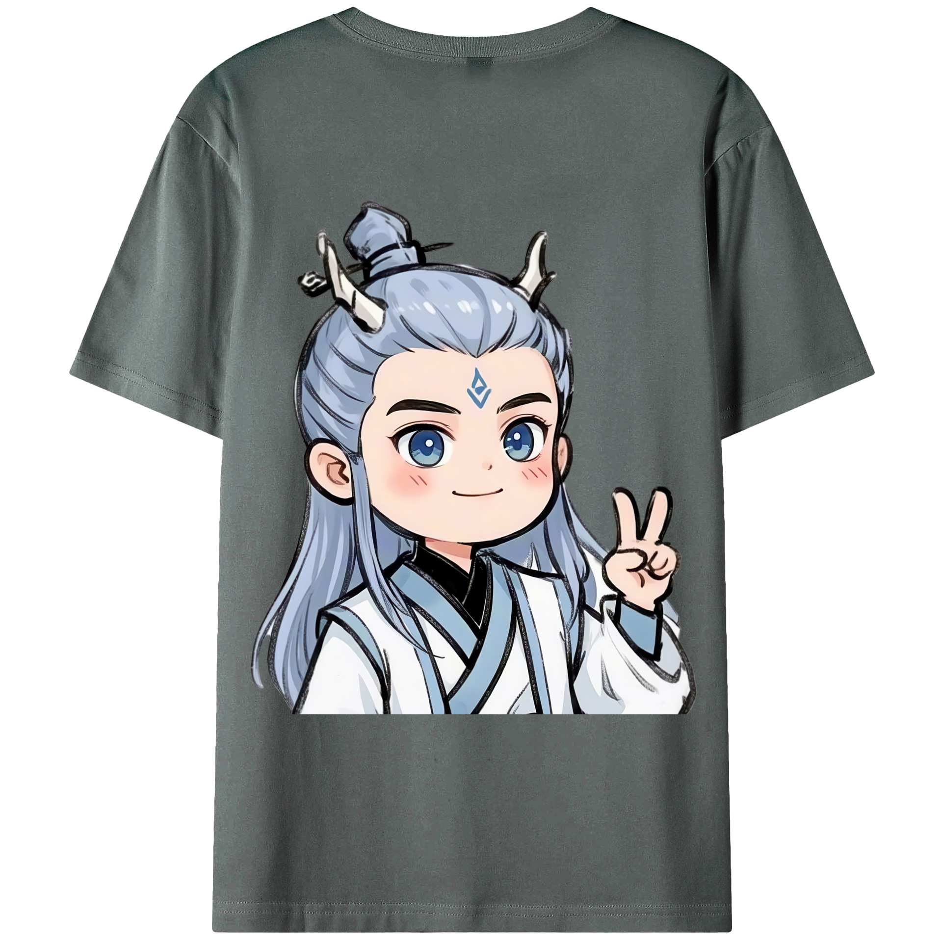 （画像用） Ne Zha 2 ナタ 魔童の大暴れ 綿100％ メンズ半袖Tシャツ（バックプリント） 通気性